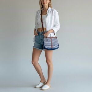 Sole Society Striped Straw Convertible Tote Crossbody Tassel New